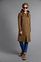 Tesettür giyim TABA KAPÜŞONLU PELUŞ ASTARLI TRENÇKOT  41471