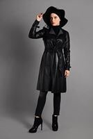 Vêtements hijab NOIR IMPERMÉABLE EN DAIM À CLASSIQUE 0446
