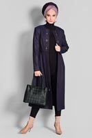 Tesettür giyim MOR NAKIŞ DETAYLI FERMUARLI TRENÇKOT 1145