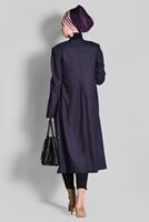 Tesettür giyim MOR NAKIŞ DETAYLI FERMUARLI TRENÇKOT 1145