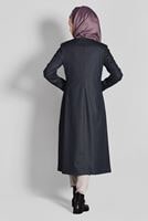 Tesettür giyim GRİ NAKIŞ DETAYLI FERMUARLI TRENÇKOT 1145