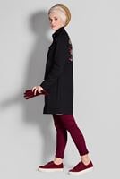 Tesettür giyim SİYAH PAMUKLU SIRTI NAKIŞ DETAYLI TRENÇKOT 1150 