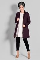 Tesettür giyim BORDO PAMUKLU SIRTI NAKIŞ DETAYLI TRENÇKOT 1150 