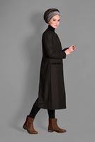 Tesettür giyim KAHVE CEPLERİ ZIMBA DETAYLI TRENÇKOT 1151