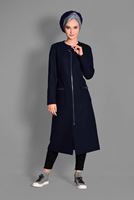 Tesettür giyim LACİVERT CEPLERİ ZIMBA DETAYLI TRENÇKOT 1151