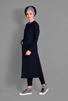 Tesettür giyim LACİVERT CEPLERİ ZIMBA DETAYLI TRENÇKOT 1151