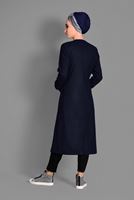 Tesettür giyim LACİVERT CEPLERİ ZIMBA DETAYLI TRENÇKOT 1151