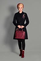 Tesettür giyim SİYAH NAKIŞ DETAYLI BELİ KUŞAKLI TRENÇKOT 1159 