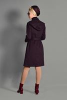 Tesettür giyim BORDO NAKIŞ DETAYLI BELİ KUŞAKLI TRENÇKOT 1159 