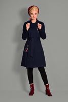 Tesettür giyim LACİVERT NAKIŞ DETAYLI BELİ KUŞAKLI TRENÇKOT 1159