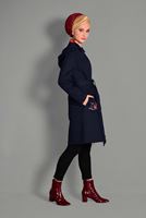 Tesettür giyim LACİVERT NAKIŞ DETAYLI BELİ KUŞAKLI TRENÇKOT 1159