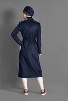 Tesettür giyim LACİVERT KUŞGÖZÜ DETAYLI SÜET TRENÇKOT 1168 