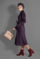 Tesettür giyim MÜRDÜM KUŞGÖZÜ DETAYLI SÜET TRENÇKOT 1168 