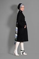 Tesettür giyim SİYAH KRUVAZE YAKA TRENÇKOT 1169 