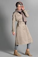 Tesettür giyim VİZON PAMUKLU KEMERLİ TRENÇKOT 2108 