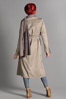 Tesettür giyim VİZON PAMUKLU KEMERLİ TRENÇKOT 2108 