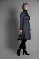 Vêtements hijab GRIS IMPERMÉABLE EN DAIM CLASSIQUE 2743