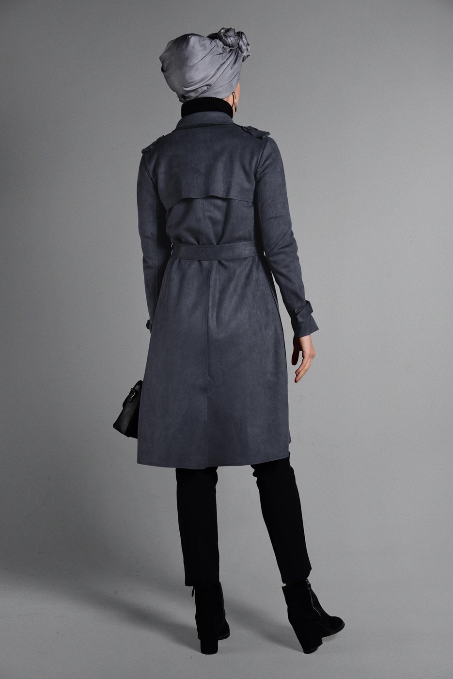 Vêtements hijab GRIS IMPERMÉABLE EN DAIM CLASSIQUE 2743