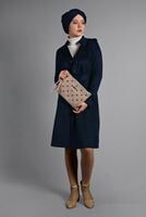 Hijab clothing NAVY BLUE CLASSIC SUEDE TRENCH-COAT 2743