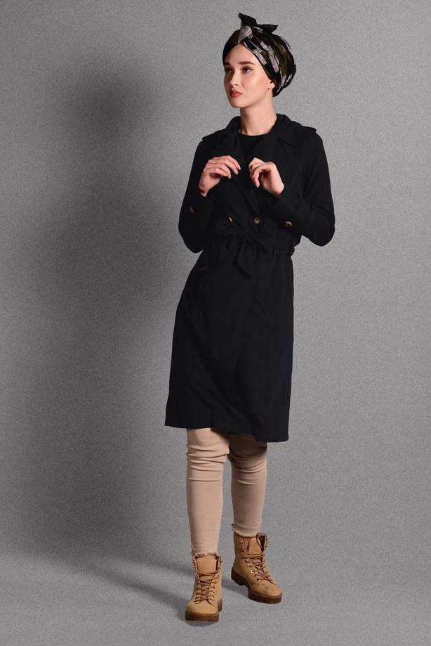 Hijab clothing  BELTED TRENCH-COAT 6308  - TRENDTESETTÜR