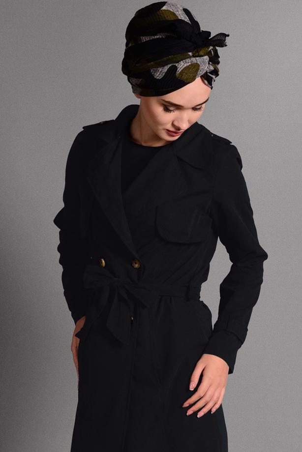 Hijab clothing  BELTED TRENCH-COAT 6308  - TRENDTESETTÜR