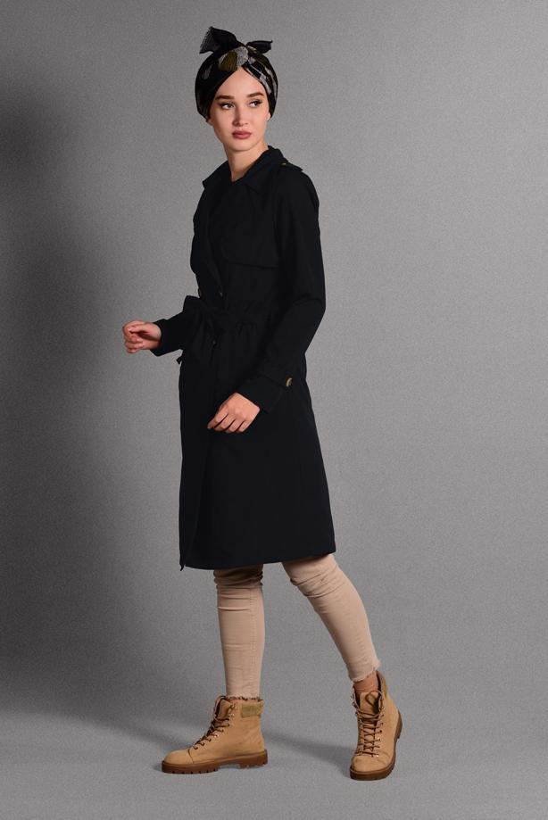 Hijab clothing  BELTED TRENCH-COAT 6308  - TRENDTESETTÜR
