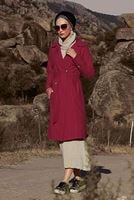 Vêtements hijab ROUGE TRENCH-COAT AVEC CEINTURE 6308