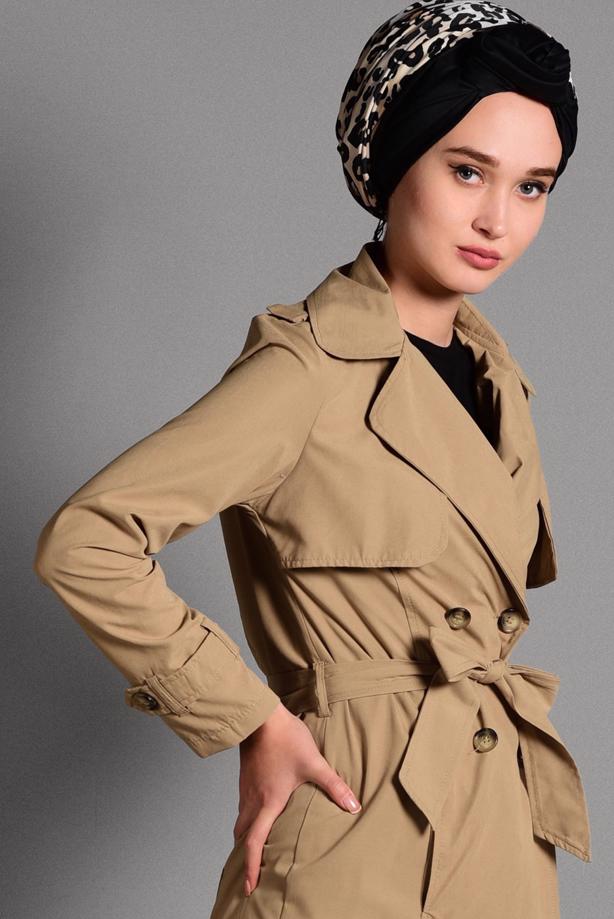 Hijab clothing  BELTED TRENCH-COAT 6308  - TRENDTESETTÜR
