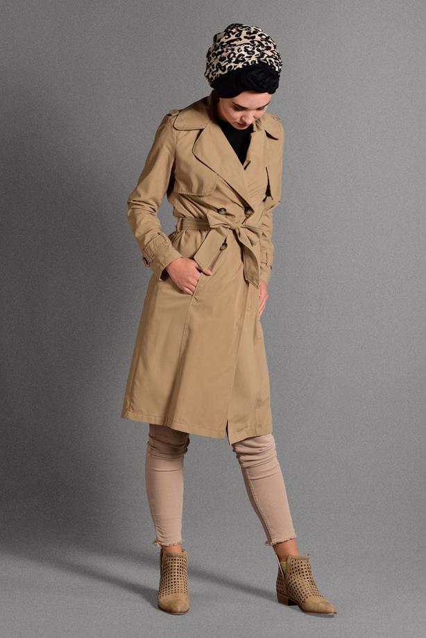 Hijab clothing  BELTED TRENCH-COAT 6308  - TRENDTESETTÜR