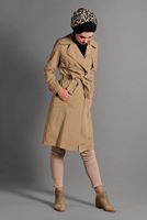 Hijab clothing BROWN BELTED TRENCH-COAT 6308 
