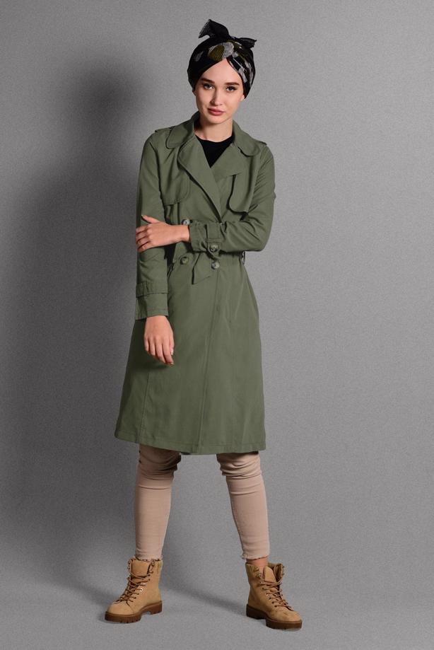 Vêtements hijab  BELTED TRENCH-COAT 6308  - TRENDTESETTÜR