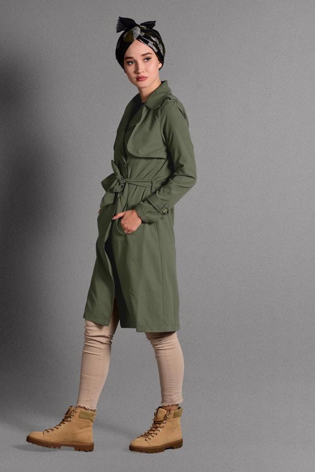 Vêtements hijab  BELTED TRENCH-COAT 6308  - TRENDTESETTÜR