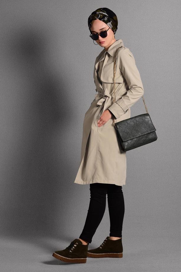 Hijab clothing  BELTED TRENCH-COAT 6308  - TRENDTESETTÜR