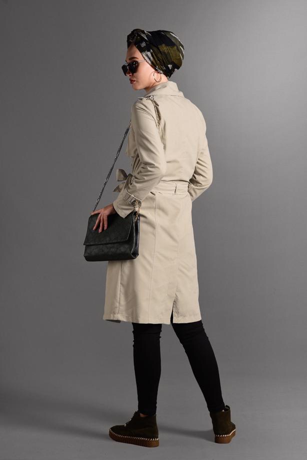 Hijab clothing  BELTED TRENCH-COAT 6308  - TRENDTESETTÜR