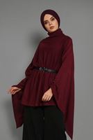 Tesettür giyim BORDO BALIKÇI YAKA SALAŞ PANÇO 89101 