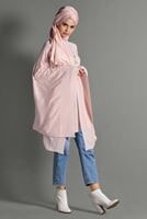 Tesettür giyim PUDRA BALIKÇI YAKA SALAŞ PANÇO 89101 