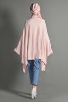 Tesettür giyim PUDRA BALIKÇI YAKA SALAŞ PANÇO 89101 