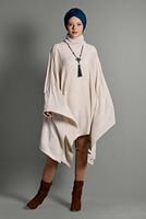 Tesettür giyim BEJ BALIKÇI YAKA SALAŞ PANÇO 89101 