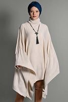 Tesettür giyim BEJ BALIKÇI YAKA SALAŞ PANÇO 89101 