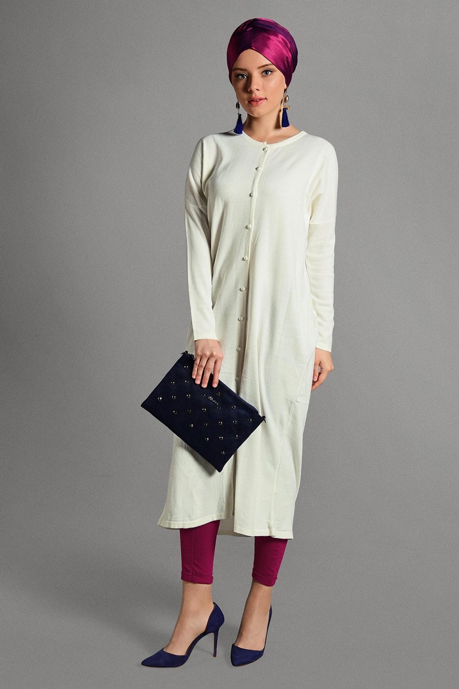 Vêtements hijab CRÈME GILET MAILLE À PERLES 406