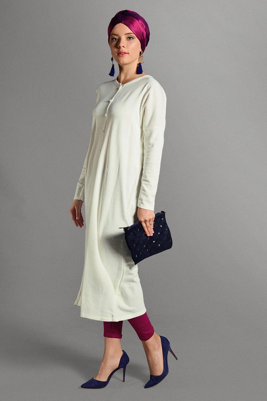 Vêtements hijab CRÈME GILET MAILLE À PERLES 406