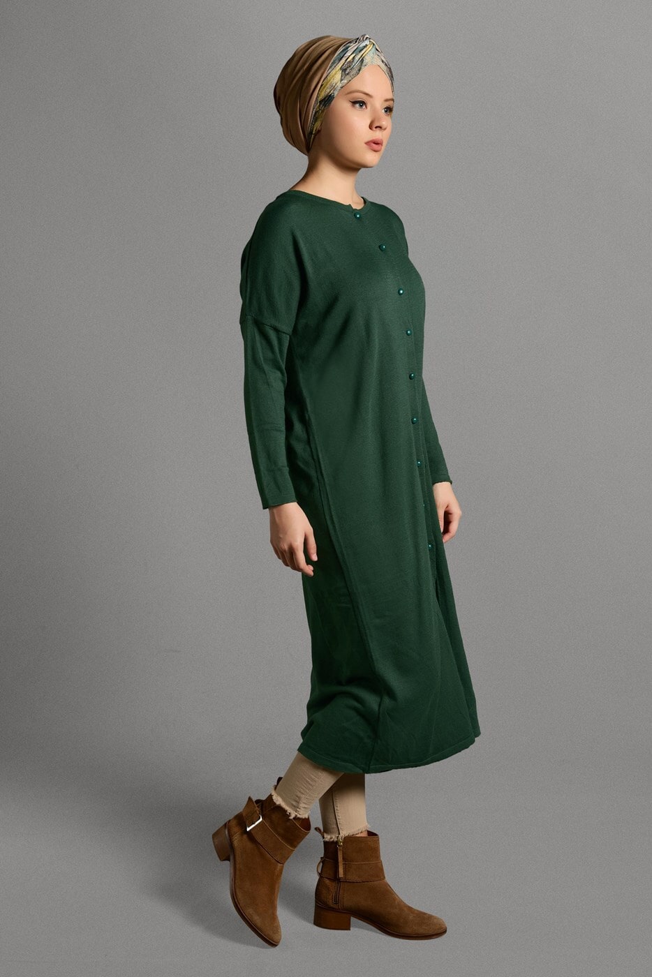 Vêtements hijab VERT GILET MAILLE À PERLES 406