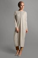 Hijab clothing BEIGE PEARL DETAILED CARDIGAN 406 