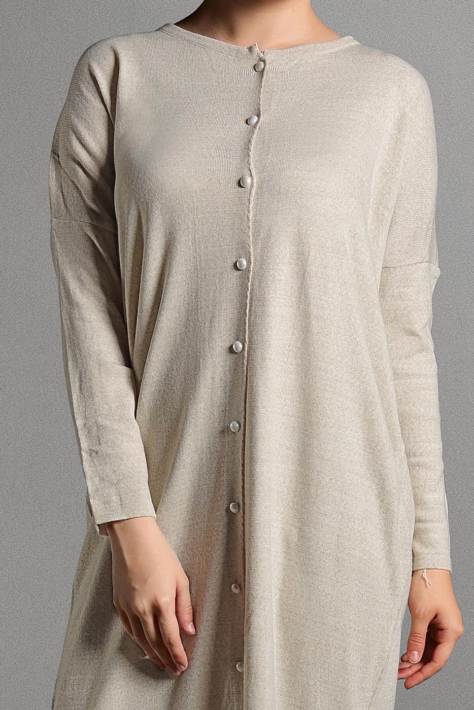 Hijab clothing BEIGE PEARL DETAILED CARDIGAN 406 