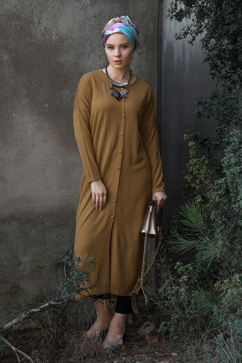 Vêtements hijab ORANGE GILET MAILLE À PERLES 406