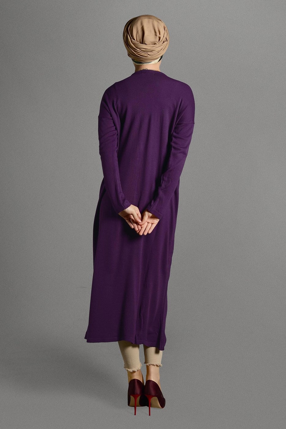 Vêtements hijab POURPRE GILET MAILLE À PERLES 406