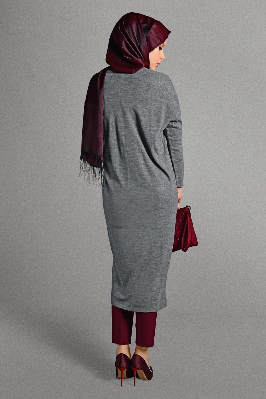 Vêtements hijab GRIS GILET MAILLE À PERLES 406