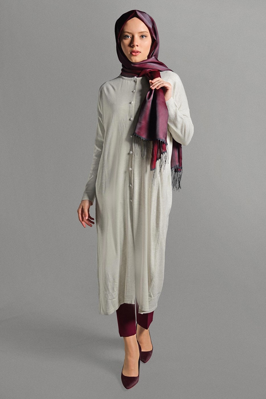 Vêtements hijab BEIGE GILET MAILLE À PERLES 406