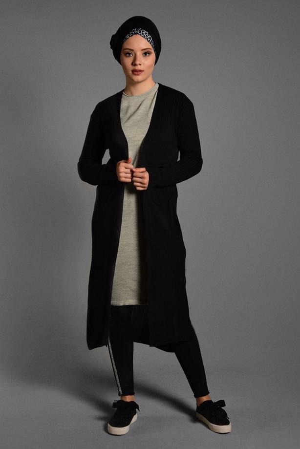 Tesettür giyim  CEP DETAYLI TRİKO HIRKA 1619  - TRENDTESETTÜR