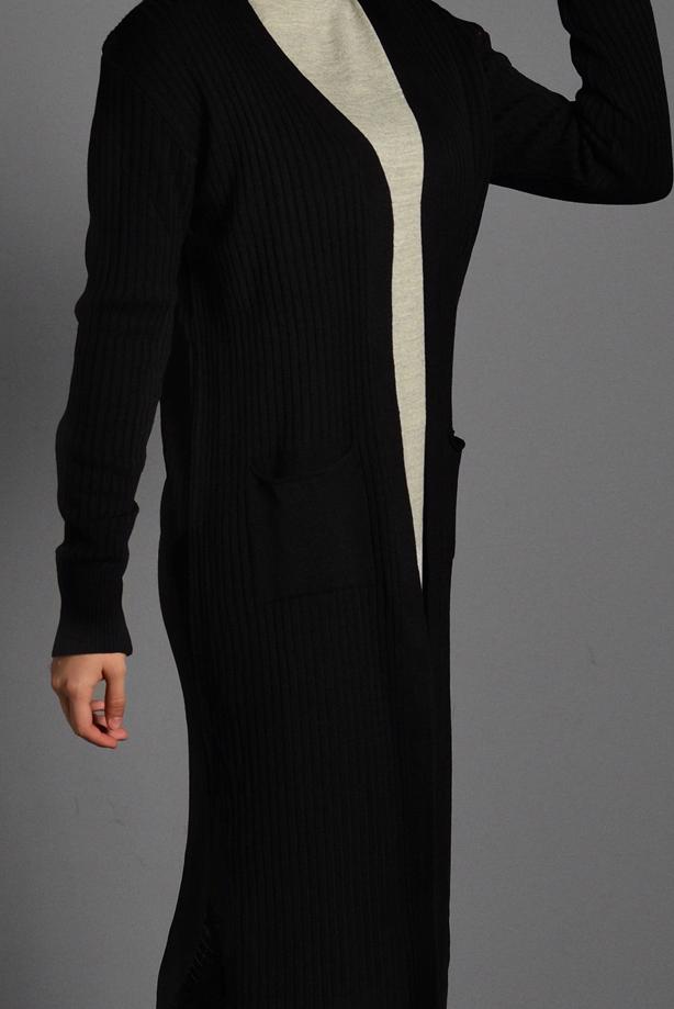 Tesettür giyim  CEP DETAYLI TRİKO HIRKA 1619  - TRENDTESETTÜR